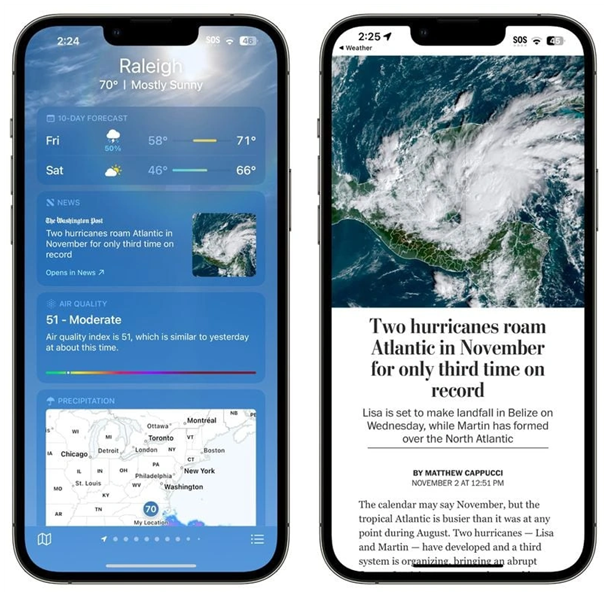 临潭苹果14维修分享iPhone 14手机如何看天气时顺带看新闻 
