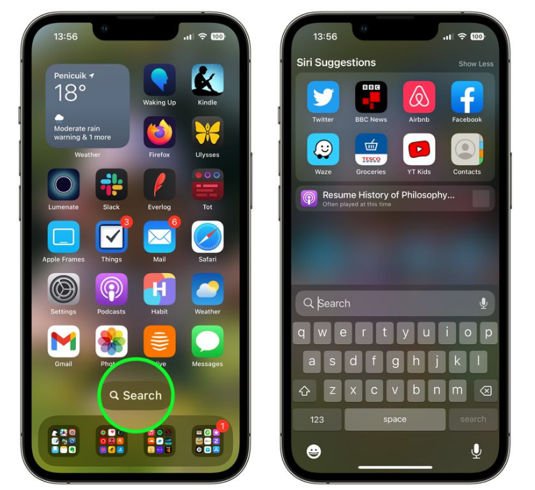 临潭苹果手机维修分享升级到 iOS 16 后，如何删除主屏幕上的搜索按钮 